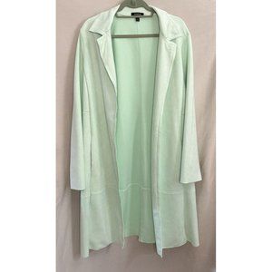 Torrid Suede Coat Seafoam Green Size 2 open front with pockets